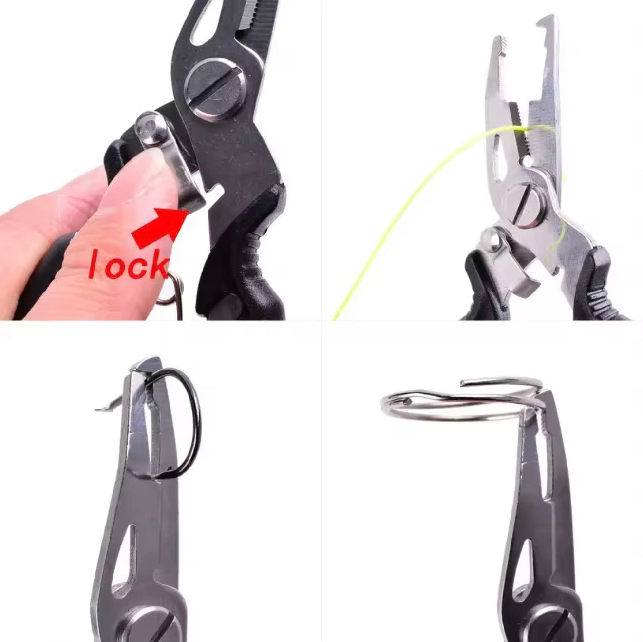 Multifunction Stainless
Steel Fishing Pliers with Coiled
Lanyard